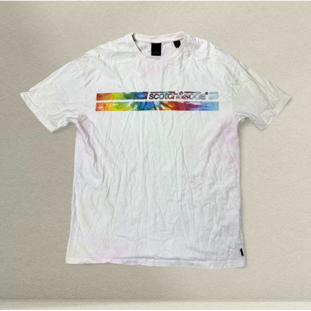 Scotch & Soda Pastel Tie Dye‎ Logo T-Shirt | Men's Large Graphic Tee